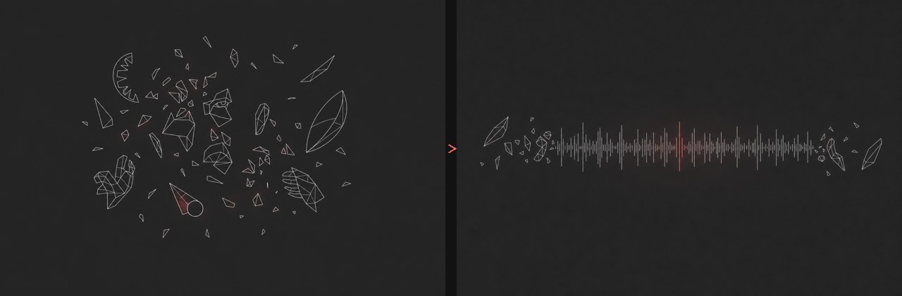 Noise resolves into a clean transcript line